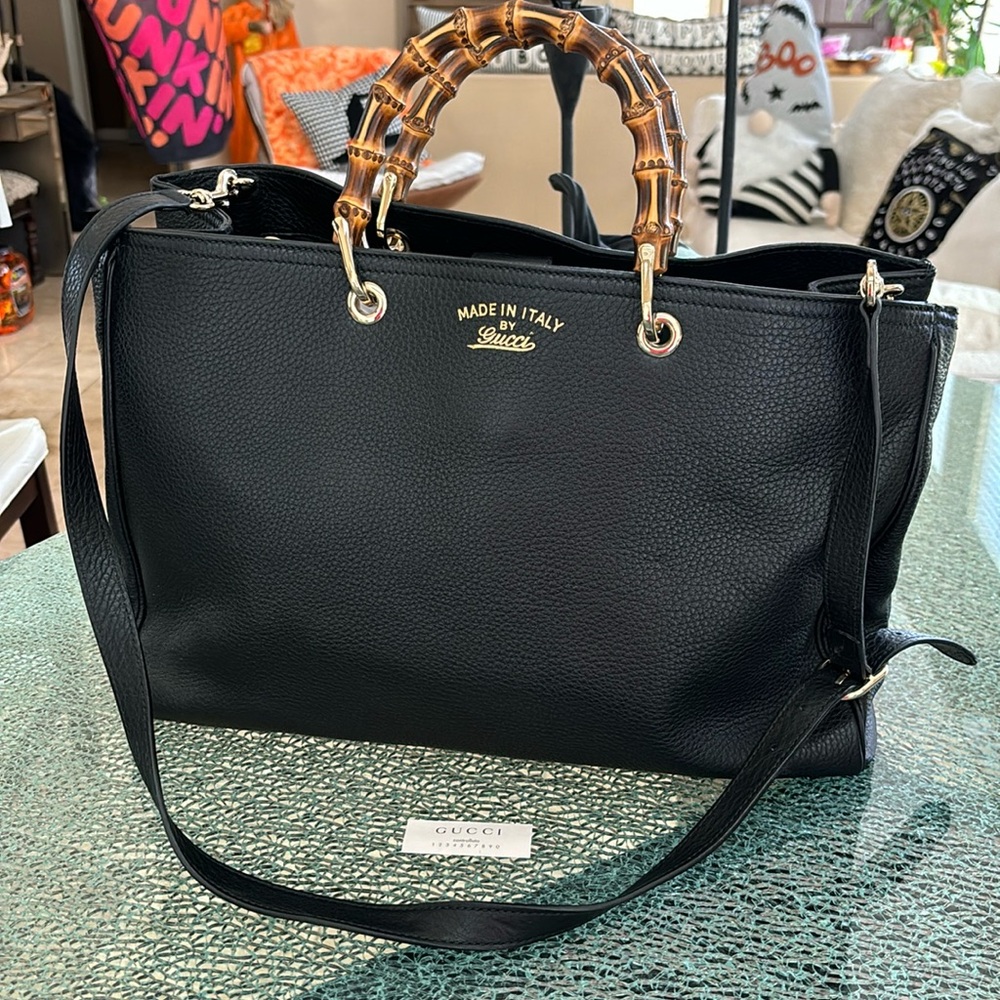 GUCCI Bamboo Shopper Leather Tote
